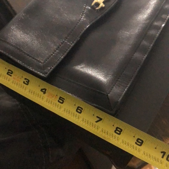 LARGE Rare Vintage Gimbels Black Leather Horsebit Clutch - Picture 14 of 14